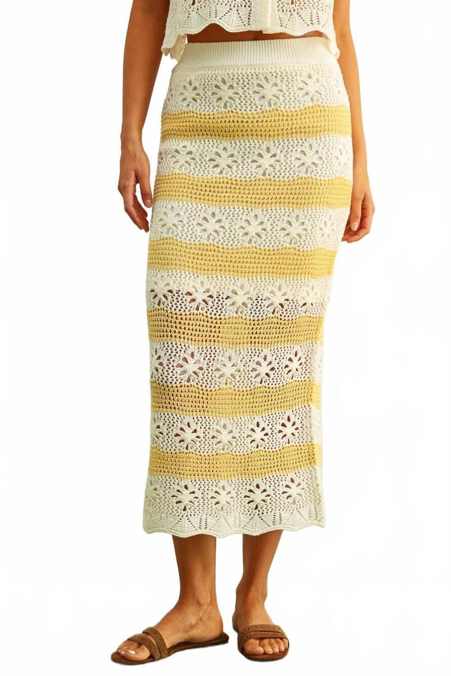NEW MIOU MUSE women's midi skirt in lemon cream